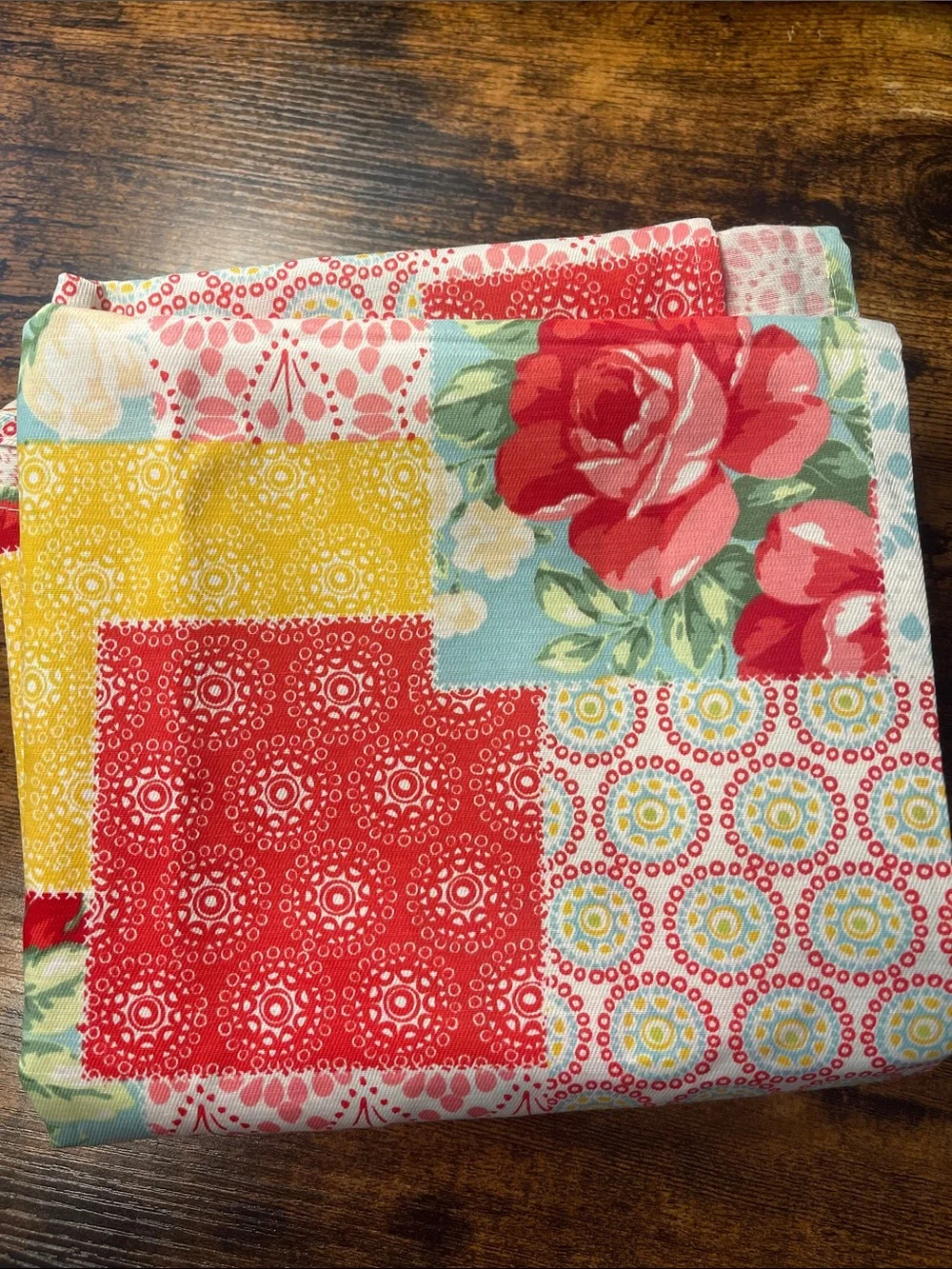 Floral Patchwork Round Tablecloth - Multicolor-New